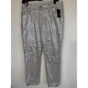 Kut From The Kloth Cream/Silver Metallic Skinny Pants Size 6 With Tags